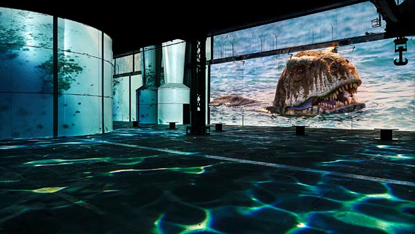 Immersive Ausstellung 'Dinosaurier' 2026 im Phoenix des Lumi&egrave;res in Dortmund