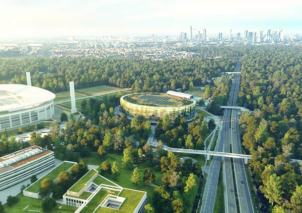 Entwurf der Multifunktionsarena P9 in Frankfurt durch Populous