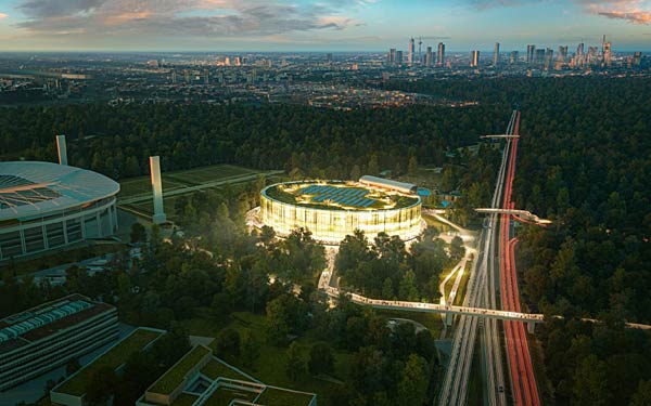 Entwurf der Multifunktionsarena P9 in Frankfurt durch Populous